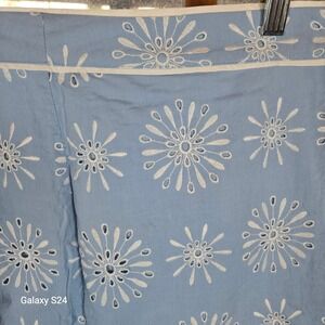 Talbots Blue Eyelet Embroidered Cotton Knee Length Skirt Women's Size 10